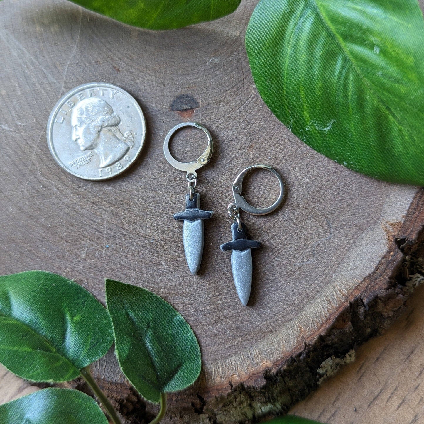 Earrings - Silver Dagger Huggie