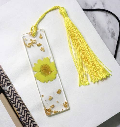 Mini Floral Resin Bookmark: Blue