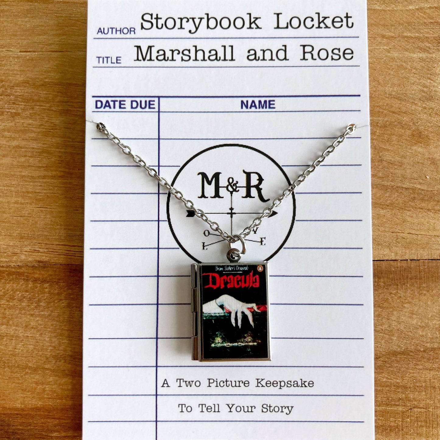 Book Locket Dracula - Black with Lingering Hand