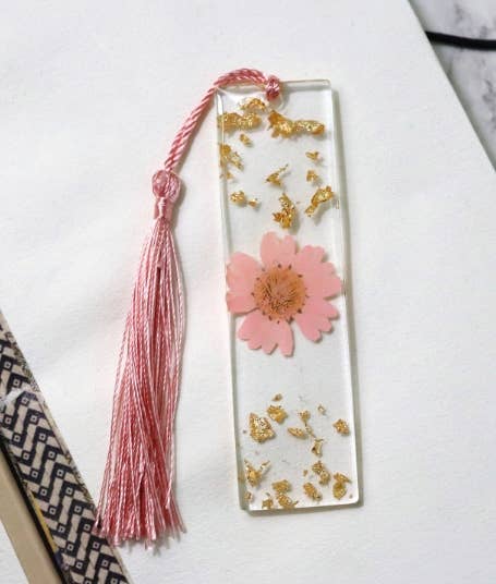 Mini Floral Resin Bookmark: Black