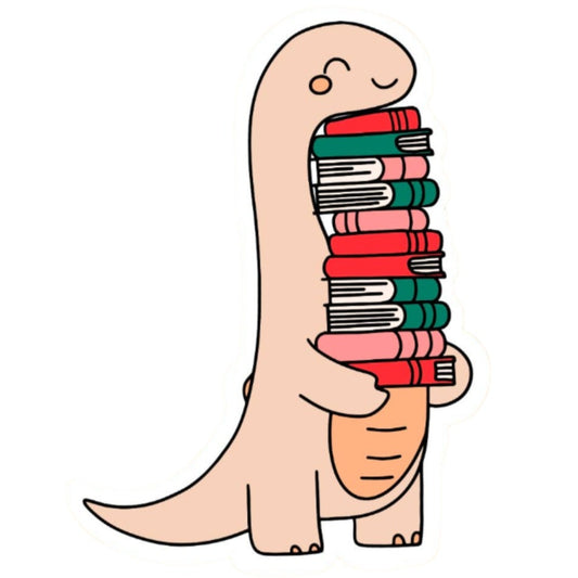 Dinosaur With Books Sticker
