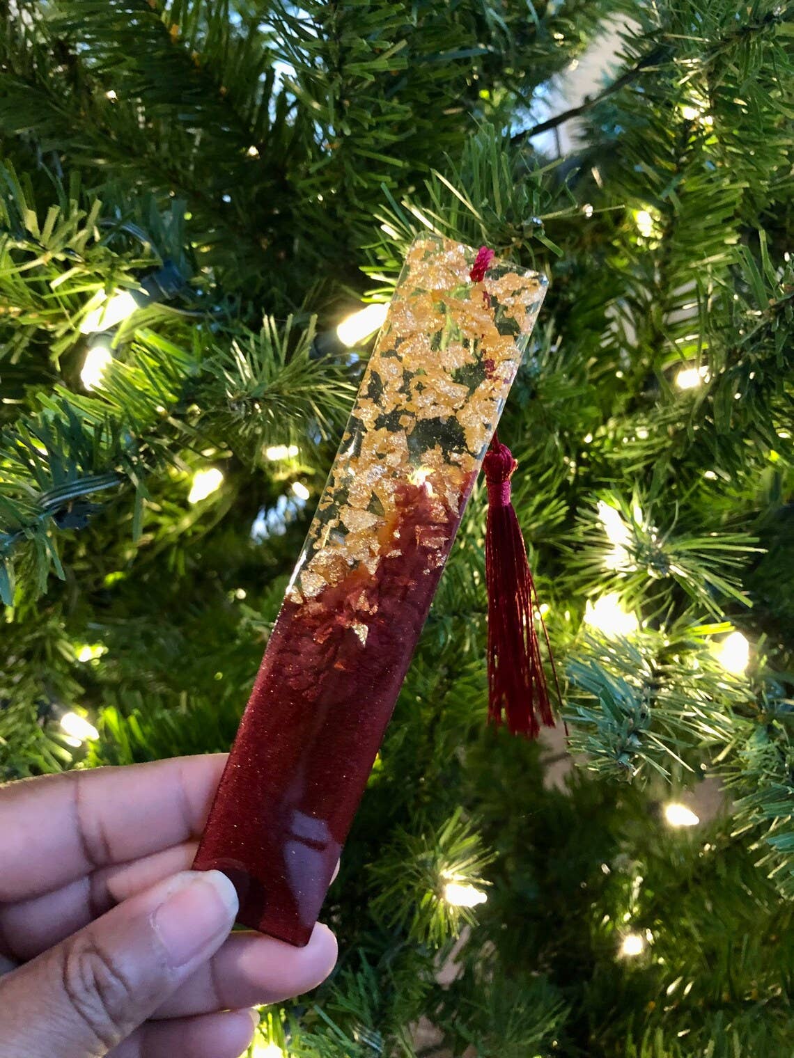 Red and Gold Resin Bookmark