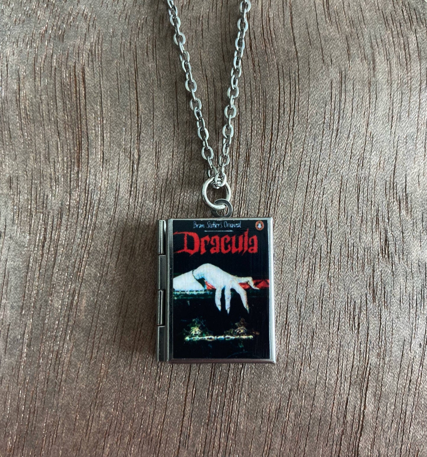 Book Locket Dracula - Black with Lingering Hand