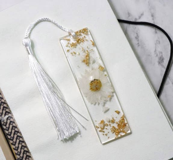 Mini Floral Resin Bookmark: Black